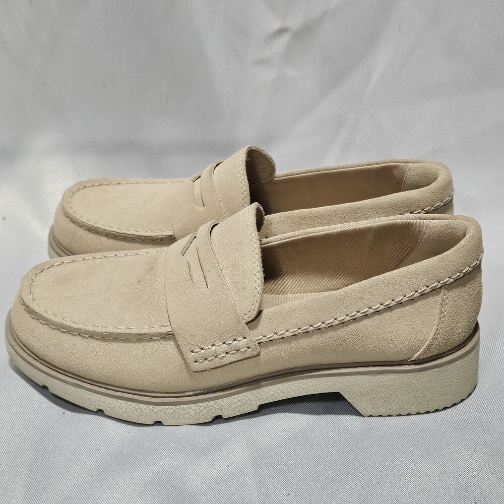 Sperry Wells Penny Loafers Women’s 7 Tan Suede Lug Sole Slip On STS89457